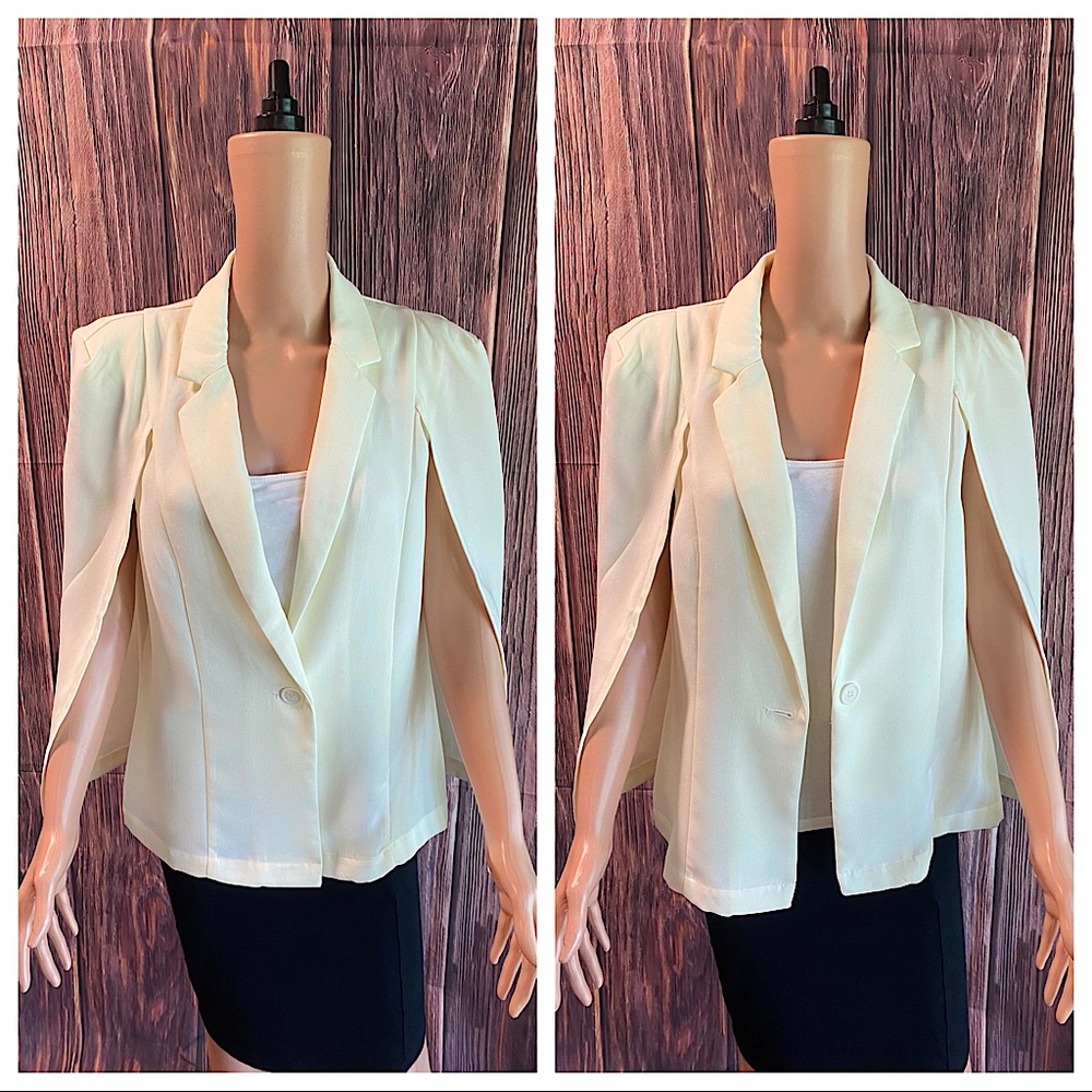 JustFab size XL NWT cream white colored contemporary business casual blazer